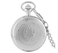 NZDY Classic Pocket Watch Creative Bronze/Silver/Gold Exquisitely Carved Pattern Quartz Pocket Watch Analog Flower Rattan Pocket Watch Men's Vintage Pocket Watch/Silver