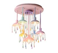 NZDY Colorful Child Ceiling Light, Raindrop Creative Decor Chandelier, Nordic Modern 7-Light Pendant, E14 Flush Mount Close to Ceiling Lamp for Bedroom & Dining Room, 40x50cm