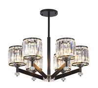 NZDY Crystal Chandelier 8 Lights Sputnik Chandelier Modern Pendant Lighting Fixture Vintage Ceiling Light Fixture for Kitchen Dining Room Living Room,Black,6 Lights