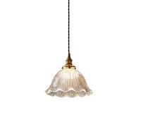 NZDY Glass Pendant Light E14 Base Chandelier Fitting Transparent Petal Glass Ceiling Lamp Fixture Brass Holder Modern Chandelier Restaurant Tea Room Cafe Hanging Lamp