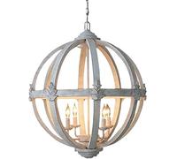 NZDY Indoor Ceiling Lighting Solid Wood Chandelier Bedroom Children's Room Candle Personality Dining Room Mediterranean Round Spherical Living Room Decorative Lights Pendant Light