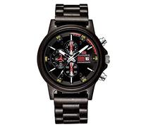 NZDY Men Wood Watch, Movement Analog Quartz Wooden Wristwatch for Men with Date Display and Luminous Points, Men,B