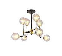 NZDY Modern Chandelier G9 Bulb Semi-Flush Mount Pendant Light Nordic Post-Modern Ceiling Light Industrial Hanging Light Fixture Matte Black Antique Brass Finish- 8-Lights,8-Lights,8-Lights
