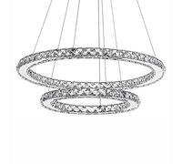 NZDY Modern Crystal Chandelier Lighting Dining Room Living Room Chandelier Adjustable Pendant Lighting Fixture Ceiling Light Fixture Led Light Fixtures,Tricolor Light,40+60Cm