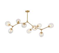 NZDY Nordic Modern Glass Ball Bubble Chandelier,9-Lights Sputnik Branch Pendant Light Adjustable Globe Rotate Antique Hand Blow Glass Shade E27-Golden 9-Lights,Golden,9-Lights