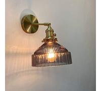 NZDY Nordic Personality Glass Brass Wall Lamp Literary Fresh Wind Wall Light E27 Socket Wall Lighting Fitting Bedroom Bedside Lighting for Dining Room Aisle Balcony Wall Sconce,Smoky Gray
