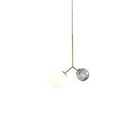 NZDY Nordic Style Ball-Shaped Double-Head Pendant Lighting, with Clear Hand-Blown Glass Chandelier, Mini Home Decoration Hanging Lamp, Modern Minimalist Asymmetric Droplight
