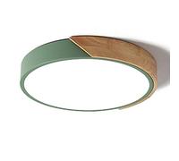 NZDY Nordic Ultra-Thin Led Ceiling Light,40Cm Green Round Close to Ceiling 1800-2000Lm,24W Flush Mount Acrylic Ceiling Lamp Wood for Bedroom Hallway Dining Room,Cold White,40Cm
