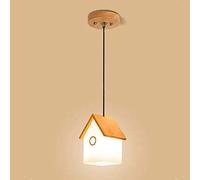 NZDY Nordic Wood Pendant Light Fitting, House Shape Glass Ceiling Hanging Lamp Led Indoor Decor Loft Chandelier Fixture Height Adjustable Art Deco Lighting for Kitchen Island Cafe Bedroom,a