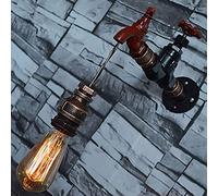 NZDY Water Pipe Wall Light Fixture Industrial Iron E27 Fitting Retro Wall Sconce Vintage Wall Lantern Edison Wall Mounted Lighting Metal Iron Wall Lamp for Bar Cafe Pub Garage