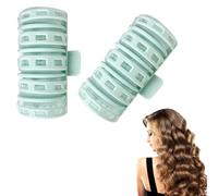 Nzexlyva 2 Pcs Hair Rollers with Clips, Green Hair Curlers No Heat, Rollers for Hair Volume, Inward Curls Self-Holding Hair Curlers Rollers Heatless Styling Tools for Long Short Fine Thick