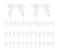 Nzexlyva 20 Pcs White Bows, White Bows for Gift Wrapping, Twist Tie Satin Gift Bow, Ribbon Bow for Wedding Car DIY Crafts Birthday Party Decoration Candy Treat Bags Wine Glass