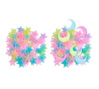 Nzexlyva 200 Pcs Glow in The Dark Stars, 3D Glowing Stars Moon Wall Sticker Set, Kids Bedroom Accessories, Luminous Fluorescent Ceiling Decorations Christmas Stocking Stuffer for Kids Room Ceiling