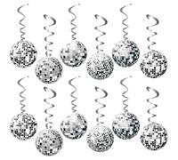 Nzexlyva 24 Pcs Disco Balls Party Decorations, Birthday Party Disco Ball, 70s 80s Silver Disco Ceiling Decor for Retro Fever Party Birthday Party Favors Supplies