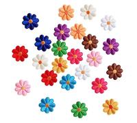 Nzexlyva 24 Pcs Flower Iron on Patches for Clothing, Embroidery Iron-On Patches Coloured Embroidered Sew for Ironing or Sewing on Clothes, Hats, Jeans, Shoes, Bags (Colourful)