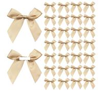 Nzexlyva 30Pcs Mini Champagne Gold Bow, Self Adhesive Gold Bows with Sticky Gel Pads, Satin Bow for Gift Wrapping, Ribbon Bow for Craft DIY Sewing Wedding Birthday Party Crafts Gift Bakery Candy Bags