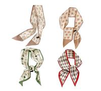 Nzexlyva 4 Pcs Bag Satin Scarf Purse Scarf for Handbags, Headscarf for Womem Square Neck Hair Scarfs, Lightweight Neckerchief for Package Band Fashion Accessories Gifts