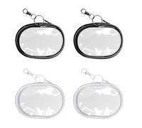 Nzexlyva 4 Pcs Mini Pouch, Keyring Pouch, Small Waterproof Transparent Display Zipper Bag with Keychain for Women Girls Lipstick Chapstick Data Cable Keys Blind Boxes Organizer