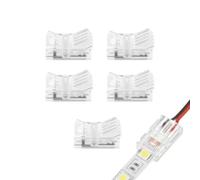 Nzexlyva 5 Pcs 2 Pin 8mm LED Strip Light Connectors, Gapless Solderless Connectors, Strip to Wire Quick Connector, Universal Transparent Extension Wire Connector Kits for LED Strips
