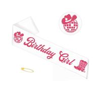 Nzexlyva Birthday Girl Sash, Colorful Lettered “Birthday Girl” Belt and Crown, Funny White Pink Birthdays Sash Party Decorations, Perfect Birthdays Party Accessory for Girls Women