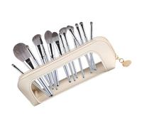 Nzexlyva Makeup Brush Bag, Small Clear Makeup Bag for PU Leather Travel, Transparent Cosmetic Organizer, PU Leather Brush Holder, Makeup Brush Bag, Waterproof Pouch with Zipper for Women