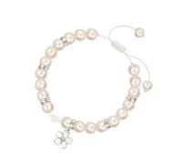 Nzexlyva White Shell Pearl Bracelet, Adjustable Cross Beaded for Bridesmaid Gift, Girls Pearl Bracelet Christening,Gifts of Maid of Honour Girls Will Be Girl, Birthday, Wedding, Christmas