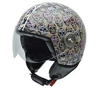 NZI 3D Vintage II Open Face Motorcycle Helmet, Mexican Skulls, 58 cm (L)