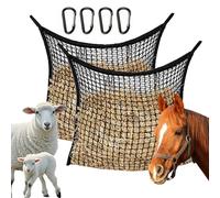 Nzkeuf 2 Pcs Hay Net for Horses, 3.5mm Rope Slow Feed Haynet with 4 Hooks, Large Capacity Haynets for Feeding Horses Goat Stall Trailer (31.5 x 35.1 In)