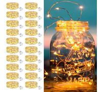 Nzkeuf 20 Pack 130ft Fairy Lights Battery Operated, Waterproof LED String Lights, 3 Modes Mini Twinkle Light, Warm Night Light & Decor for Jars Wedding Party, Room House and Christmas Tree Decor