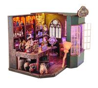 Nzkeuf 3D Book Nook Kit, Wooden 3D Puzzle with LED Lights, DIY Miniature House Building Kit, Magic Shop Bookend/Bookshelf Decor, Perfect for Adults & Teens and Gift
