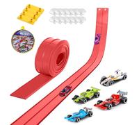 Nzkeuf 4m Flexible Car Track Set, Speed Track for Toy cars, Flexible Toy Car Track with 4 Race Cars, Battery-Free Loop & Ramp Play, Ideal for Hot Wheels & Gifts for 3 4 5 6 7 8 Year Boys Girls