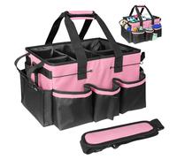 Nzkeuf Cleaning Caddy Organizer, Extra Large Cleaning Tote Bag with Handle, Multi-Compartment with Detachable Divider, Carry-On Cleaning Supplies for Housekeeper, Car Detailing, Commercial Cleaning
