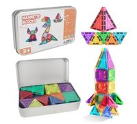 Nzkeuf Magnetic Tiles for Kids, 42-Piece Portable Magnetiles Travel Set, Mini Magnetic Building Tiles for Toddlers & Kids 3 4 5 6 +, STEM Educational Magnet Block Classroom Pocket-Sized