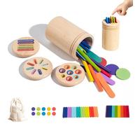 Nzkeuf Montessori Shape Sorter, Color and Shape Matching Toys, 2-in-1 Wooden Educational Kids Toy for Fine Motor Skills, Visual Perception, and Cognitive Development - Perfect for 1-3Years Old Kids