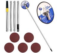 Nzkeuf Pole Sander Kit for Drywall, 9In Dry Wall Sander with 71In Extension Pole, 360° Rotation Radial Sander and 5 Sanding Sheets (80,100,120,180,240 Grit), Pole Sanding Tool for Wall and Ceiling