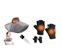 Nzkeuf Rechargeable Fingerless Heated Gloves Plus a Electric Heating Pad Neck Shoulder