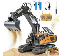 Nzkeuf Remote Control Digger, 1: 20 Scale RC Excavator with Lights & Sound, 2.4GHz Remote Control Digger Boys Toys Age 3 4 5 6 7+,11 Channel RC Construction Digger, Gift for Kid & Adult (Black Gold)