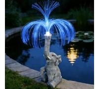 Nzkeuf Solar Alephant Garden Ornament, Elephant Fountain Statue with LED Lights, Waterproof Outdoor Solar Light Decor for Garden/Yard/Patio, Gifts for Mum/Grandma/Gardener