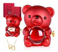 Nzkeuf Teddy Bear Gift Box Eternal Rose, Romantic Cute Bear with Preserved Rose, Multi-Function Gift Box with Hidden Jewelry, Gift for Her Women’s Day, Mothers' Day, Anniversary, Birthday
