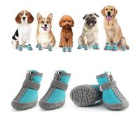 Nzkeuf Waterproof Dog Boots for Paws, Set of 4 Dog Shoes for Cold Weather, Paw Protector and Warmer, Frostbite Free Pet Shoes, Designed for Small Puppy Yorkshire, Pomeranian, Chihuahua (Lake Blue, S)