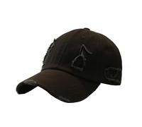 NZLTQO 54-59cm Cool Unisex Adjustable Baseball Hat Cotton Tattered Baseball Cap for Teenagers Boys Girls (Black)