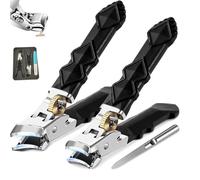 NZLTQO Two-Piece Stainless Steel Nail Clippers,180° Wide-Mouth Bite Inclined and Flat-Mouth Toenail Clippers, Ergonomic Senior Nail Clippers for Thick Toenails