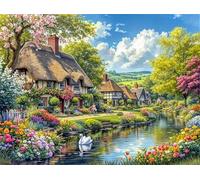 NZNANCHU 5D Diamond Painting Kit for Adults,Diamond Art Kits for Beginner,Gem Art,Crystal Art Kits Full Round Drill for Home Wall Decor Gifts for Women, Men (Cottage by the Lake)