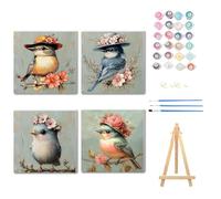 NZNANCHU Bird Paint by Numbers Kit for Adults, Easy Painting Kits on Canvas with Wooden Framed, Flower Small Color by Numbers Acrylic,Adult Paint by Number for Gifts,Home Wall Decor