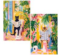 NZNANCHU DIY 2 Pack Paint by Number for Adults,Cat Painting Kits for Adult,Color by Numbers,Paint by Number Canvas Crafts Watercolor for Beginner Room Decor (Toilet cat)