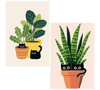 NZNANCHU DIY 2 Pack Paint by Number for Adults,Flowerpot Painting Kits for Adult,Color by Numbers,Cat Paint by Number Canvas Crafts Watercolor for Beginner Room Decor (Flower Bed)