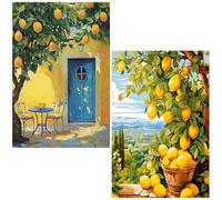 NZNANCHU DIY 2 Pack Paint by Number for Adults,Painting Kits for Adult,Color by Numbers,Lemon Paint by Number Canvas Crafts Watercolor for Beginner Room Decor (Lemon)
