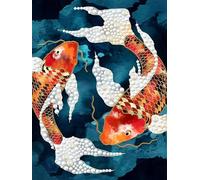 NZNANCHU DIY 3D Fish Pearl Diamond Painting Kit for Adults,Animal Plastic Pearl Art Craft with Framed for Beginners,Koi Fish Beaded Art Kits with Full Drill,Home Wall Decor,Gift for Adult.