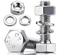 NZNSML 20 Pcs Hex Head Cap Nuts and Bolts Sets M8 x 20 mm Stainless Steel Bolts Screws Fully Threaded with Nuts Flat Washers Lock Washers for Equipment Machinery Furniture Repair