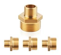 NZNSML 4 Pcs Adapter Reducer Brass Hex Nipple 1/4 to 3/4 Inch Hose Pipe Connector Male Thread for Pipe Fitting Connect Conversion for Gardening Home DIY Projects